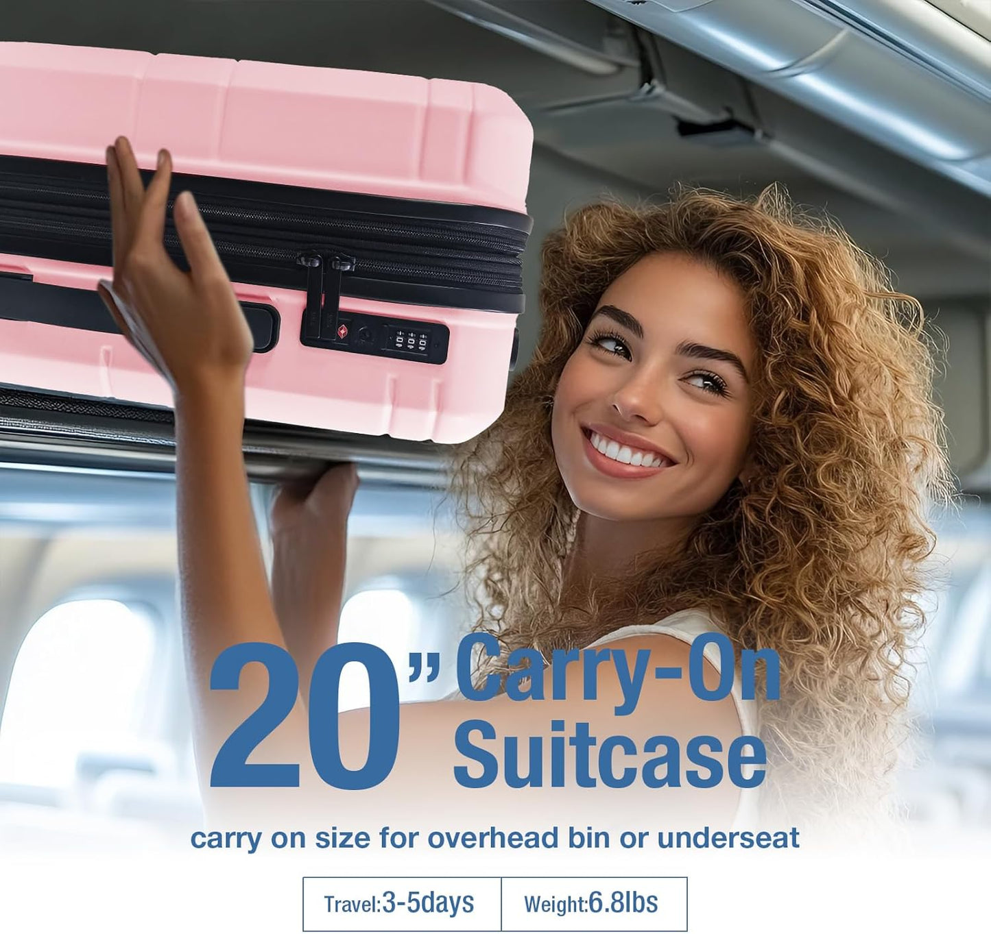 KYME Carry On Luggage 22x14x9 Airline Approved with TSA Lock Hard Shell Carry On Suitcase Lightweight Suitcases with Wheels Small Luggage for Men Women,Carry-On 20 Inch,Pink