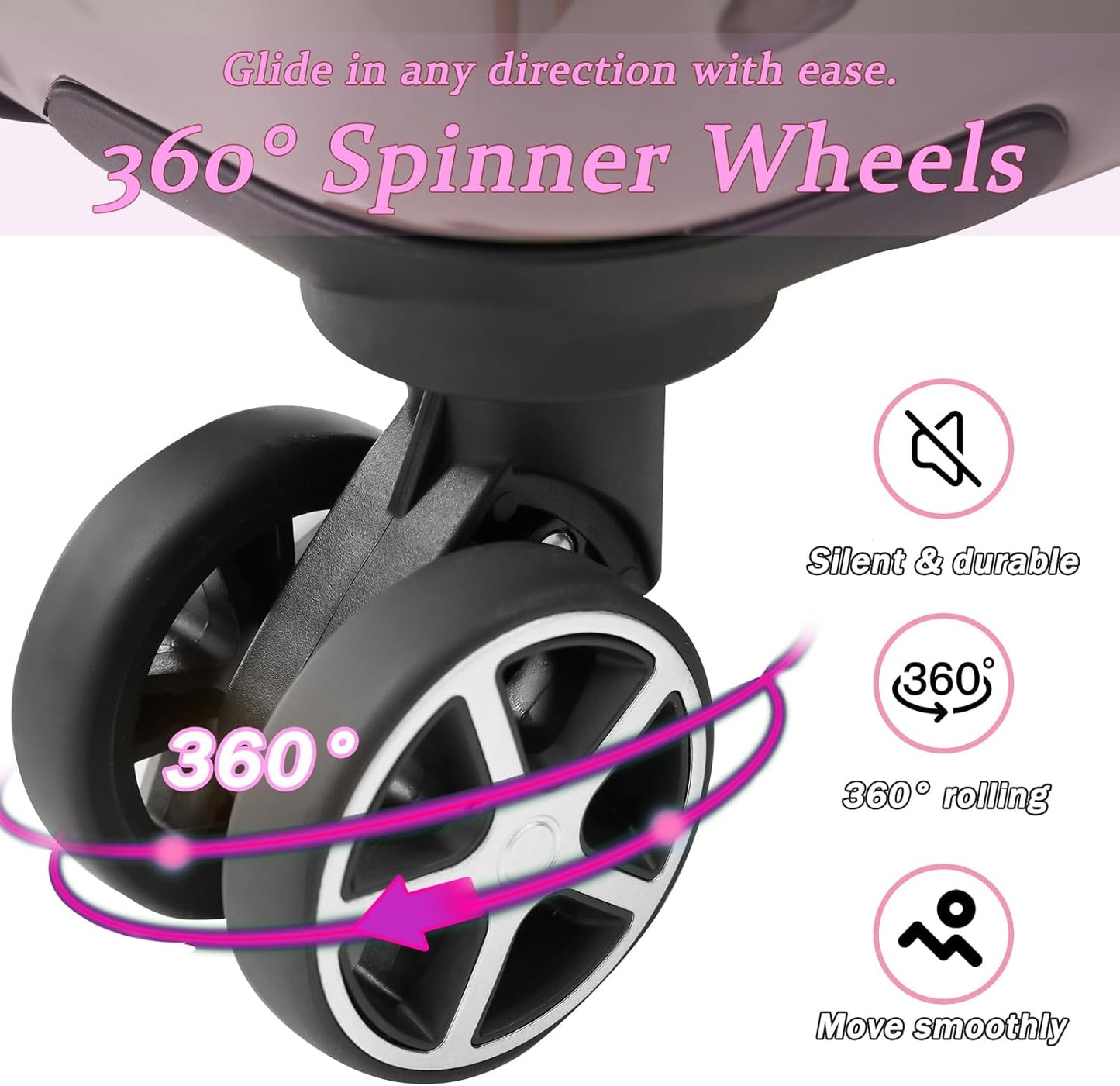 Merax Luggage Set 3 Piece Glossy PC Suitcases with Spinner Wheels, Built-In TSA Lock, 20" Carry-On Airline Approved 24" Checked Luggage, Foldable Duffel Bag for Travel (Gradient Color)