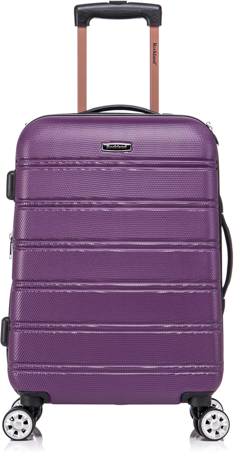 Rockland Melbourne Hardside Expandable Spinner Wheel Luggage Set, Purple, Carry-On 20-Inch and Tote 14-Inch