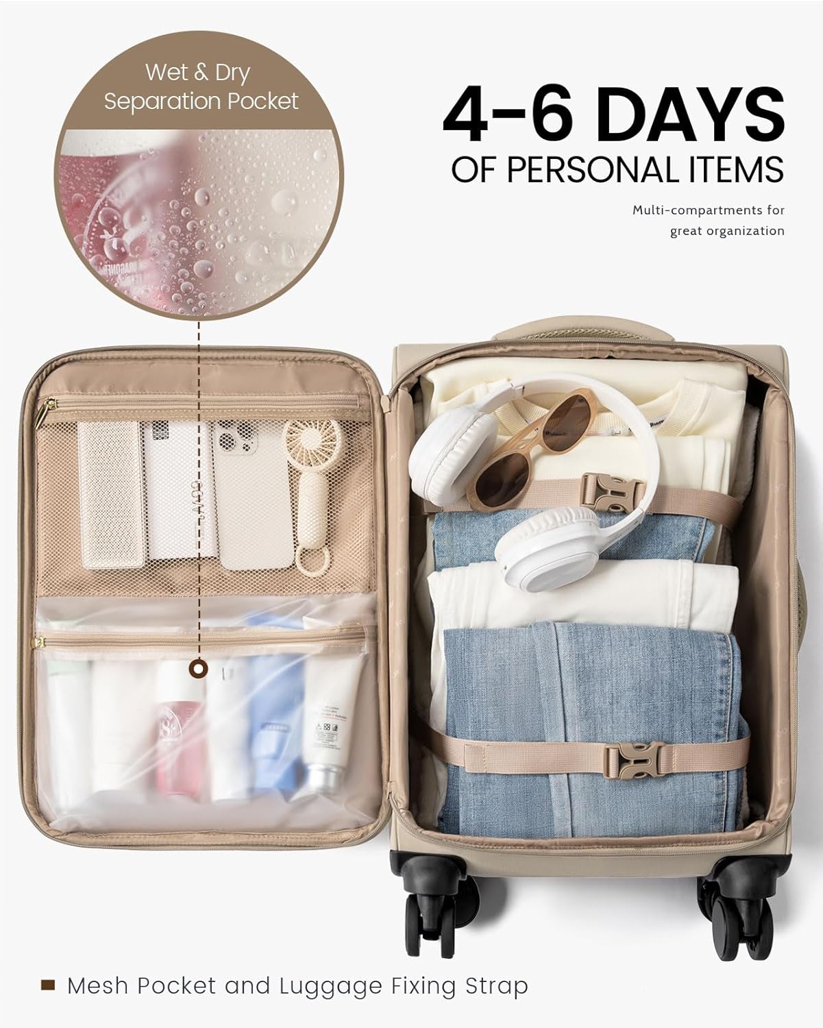 LOVEVOOK Carry On Luggage 22x14x9 Airline Approved, 22 Inch Softside Suitcases with Spinner Wheels, Lightweight Carry-on Suitcase with TSA Lock for Women Men, Large Luggage for Travel Business Trip