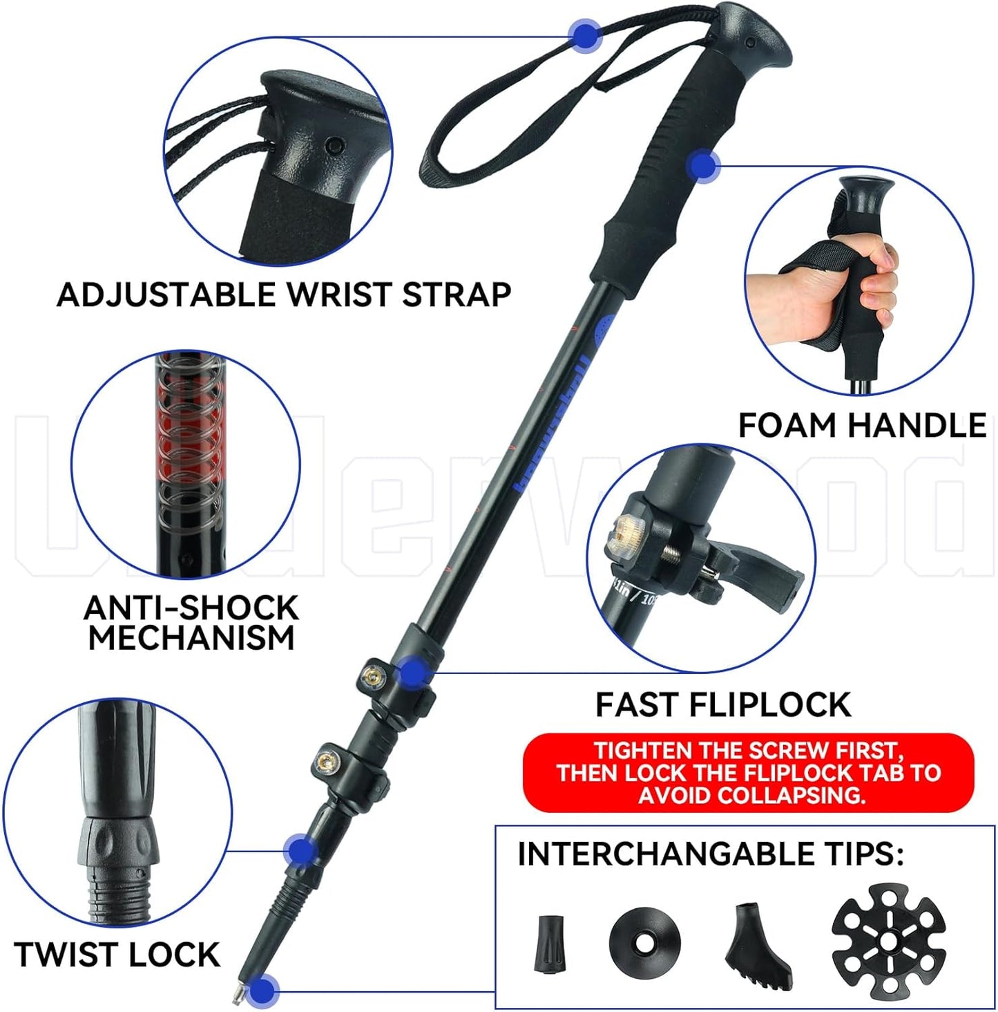 Trekking Poles Collapsible Hiking Poles - 2 Pack Adjustable Aluminum Hiking Sticks, Lightweight Walking Sticks for Women, Men, Seniors, Kids, Walking Poles for Backpacking by Underwood Aggregator