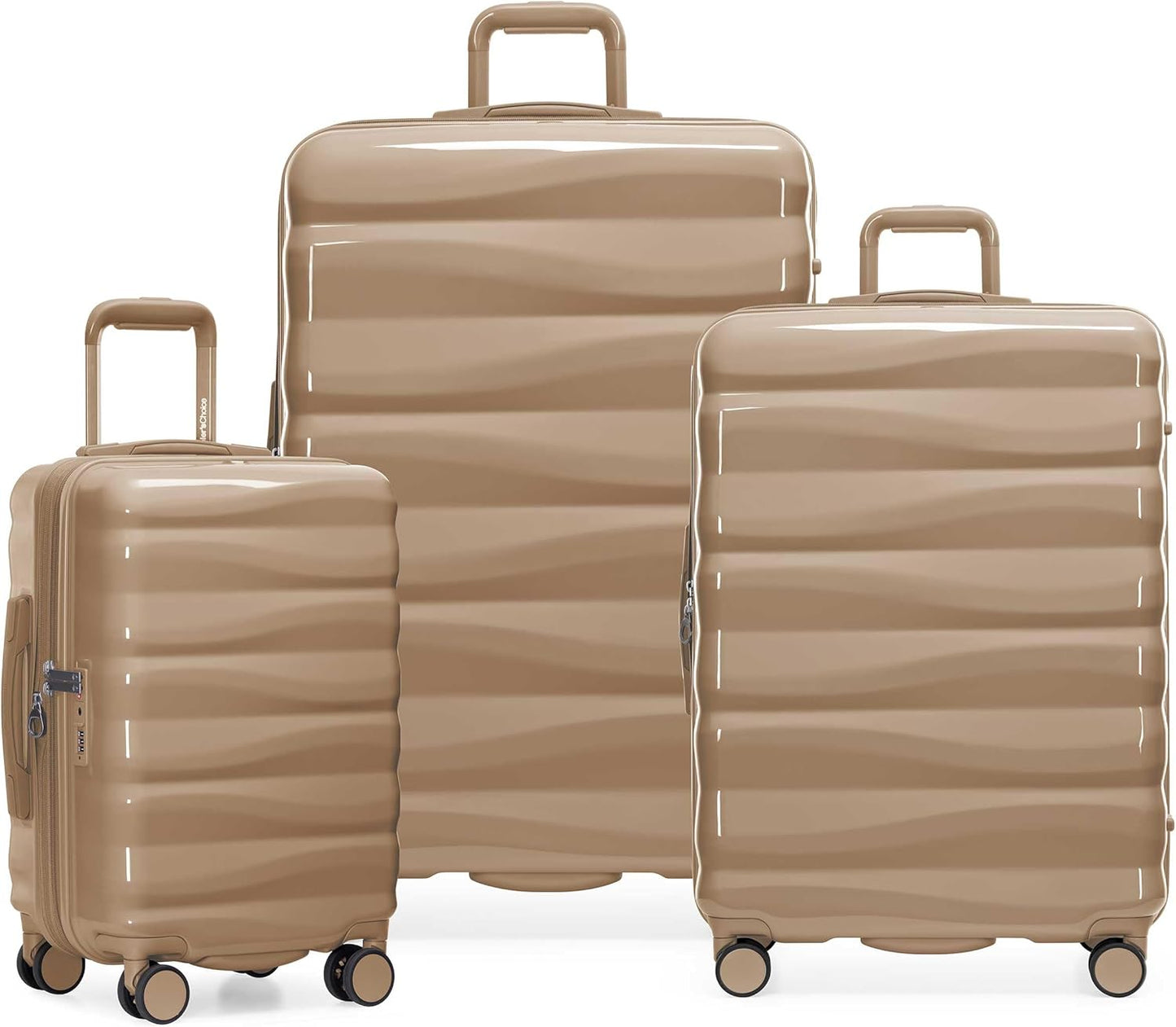 Traveler's Choice Edinburgh II Hardside Spinner Luggage with TSA Lock, Sand, 3 Piece (21/25/29)