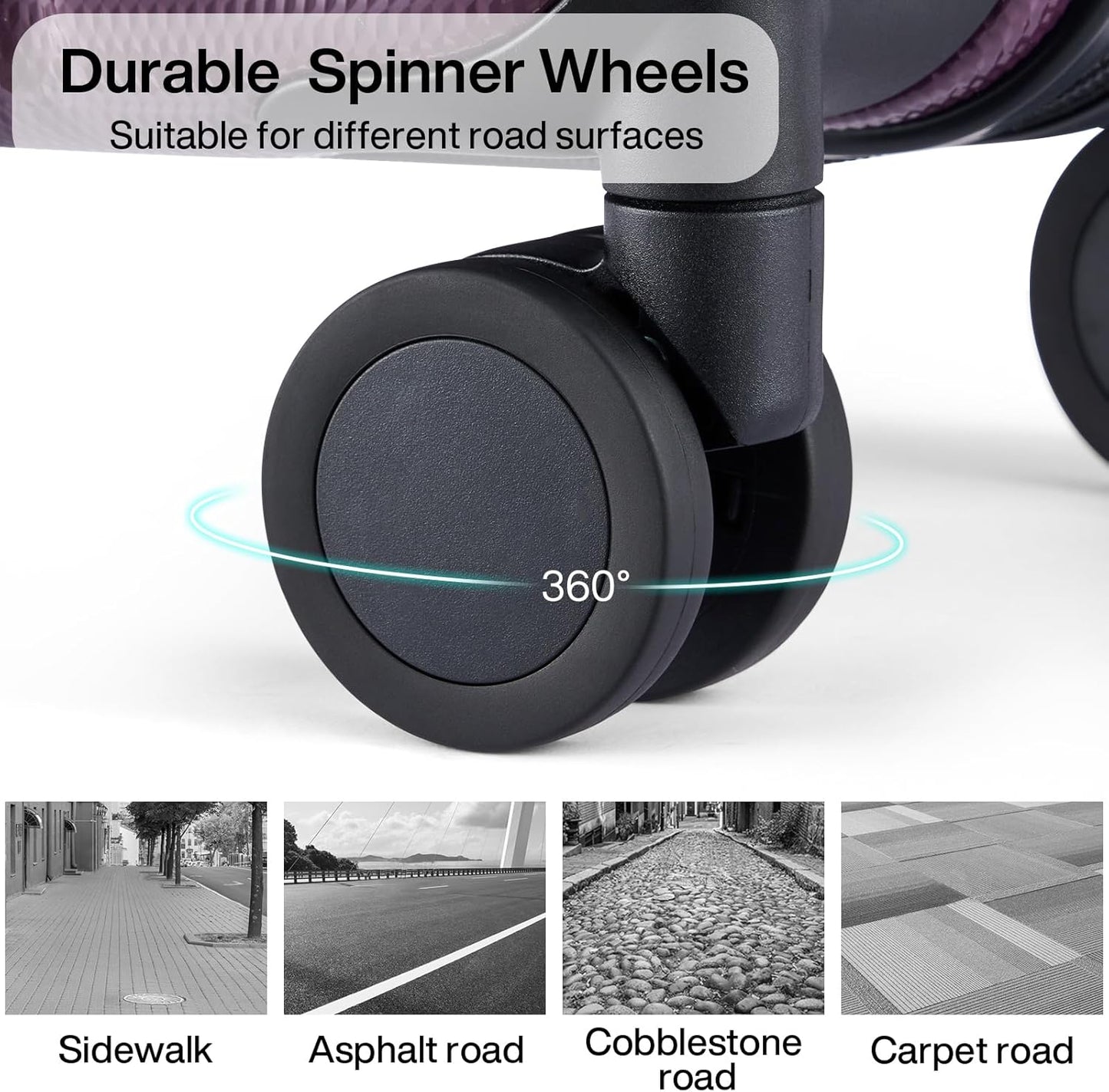 Hanke 20 Inch Carry On Luggage 22x14x9 Airline Approved Lightweight PC Hard Shell Suitcases with Wheels Travel Luggage Rolling Suitcase Travel Luggage Bag Christmas Gifts for Birthday （Purple）