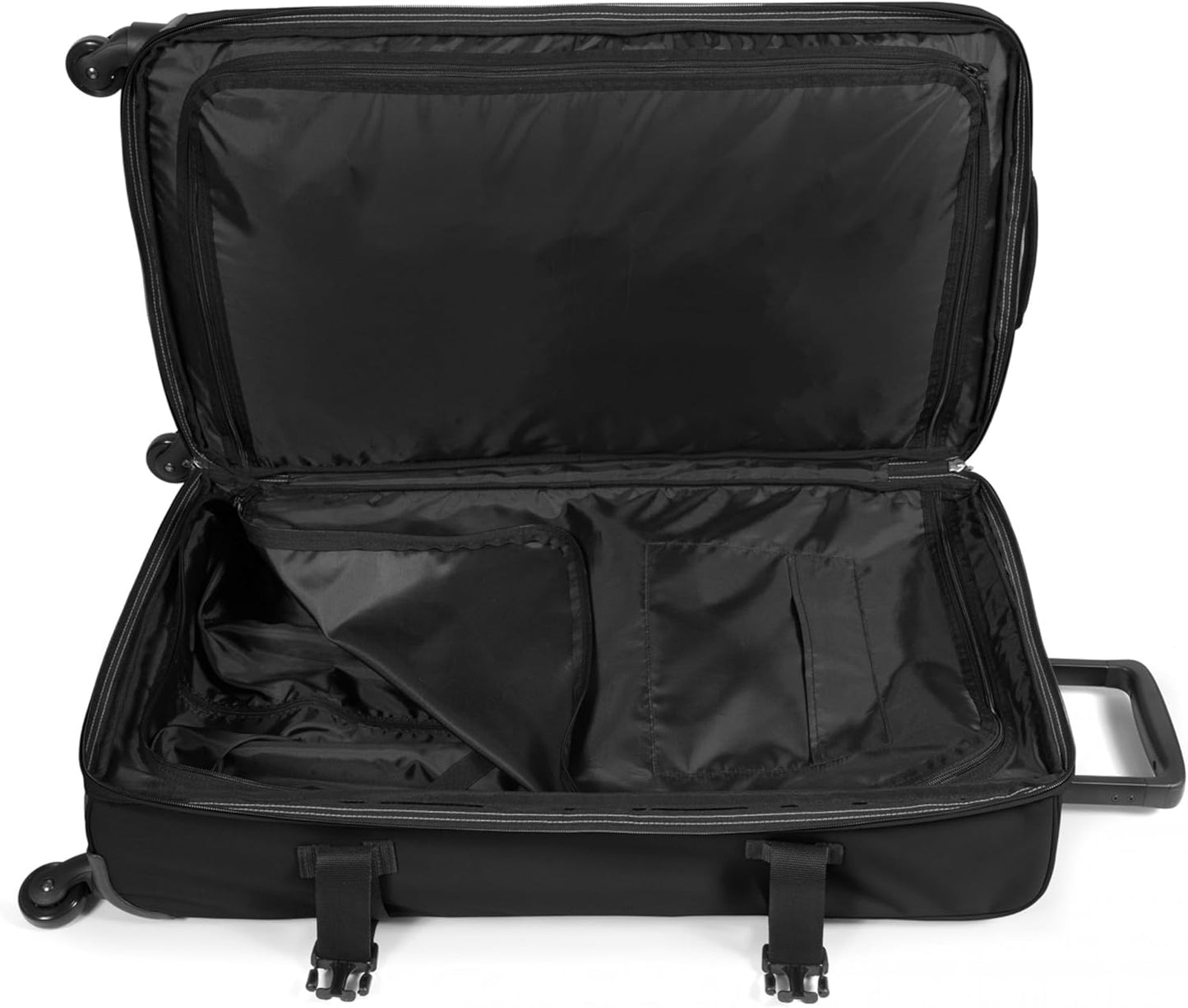EASTPAK Trans4 L – 80L Large Wheeled Luggage with Dual Compartments, TSA Lock, 360° Spinner Wheels, and Diamond-Embossed Handle, Black