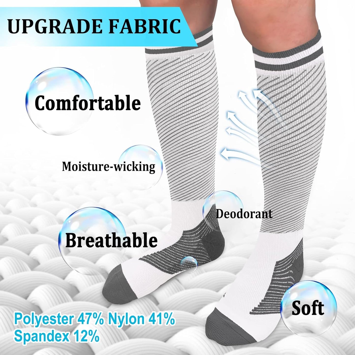 30-40mmHg Medical Graduated Compression Socks for Women&Men Circulation-Compression Stockings-Knee High Socks for Support,Hiking,Running