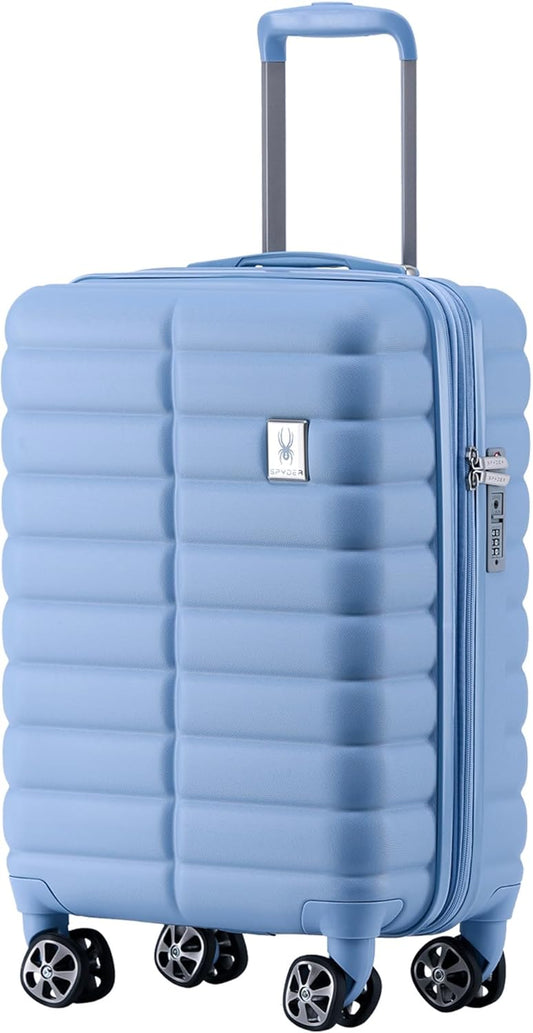 Spyder 20" Hardside Carry-On Luggage, Durable Lightweight Hardshell Suitcase with 360° Spinner Wheels, Expandable for up to 20% More Space, TSA Approved Lock, Blue Drift