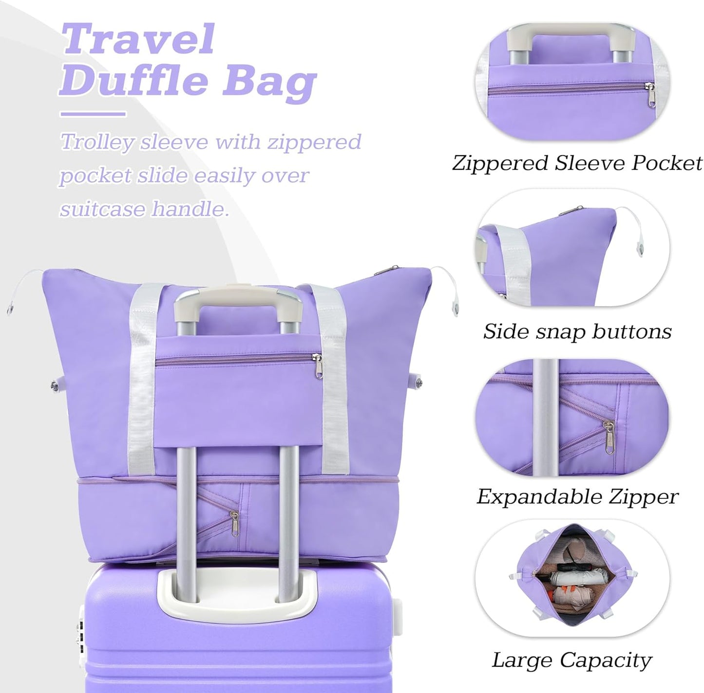 Merax Suitcase Set 24 inches Expandable Luggage with TSA Lock Spinner Wheels Hardshell Lightweight Vintage Luggage with Travel Bag,Purple