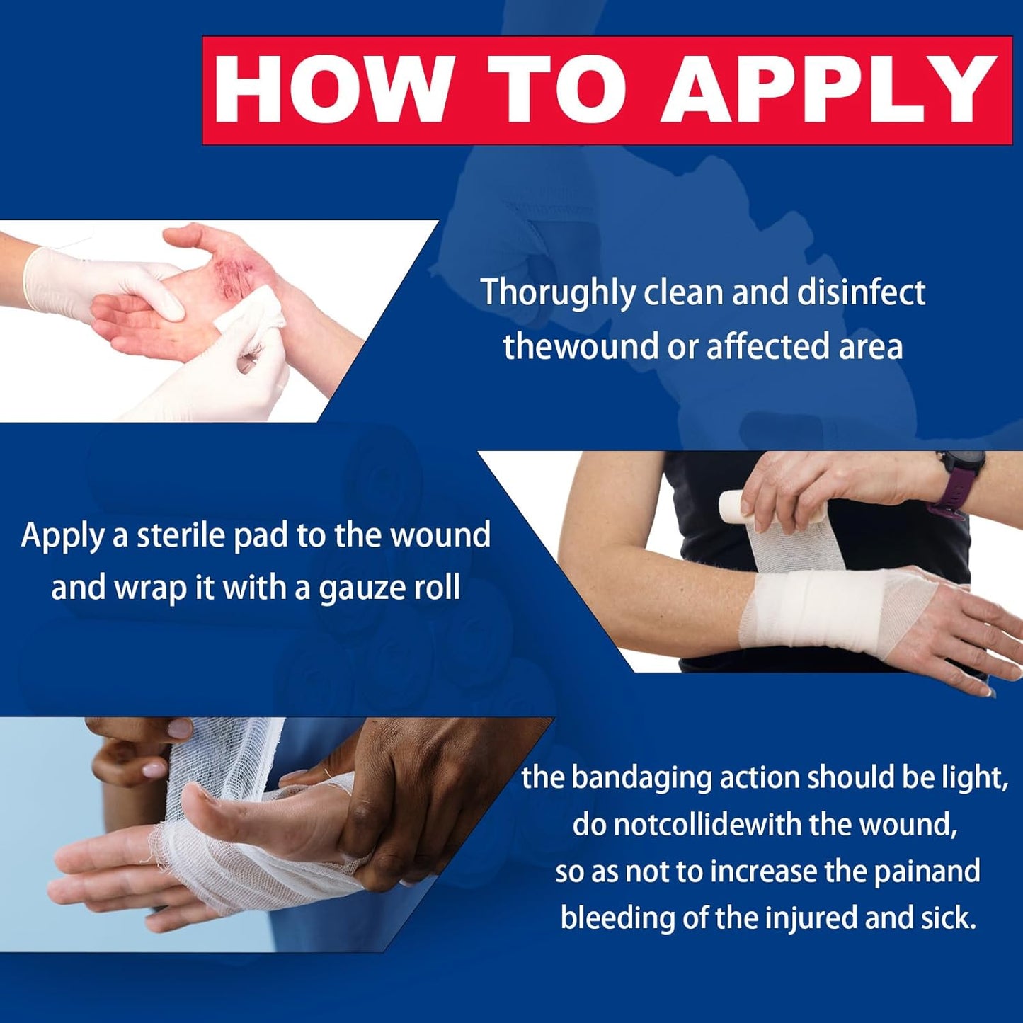 24 Pack Gauze Rolls Bandages 4 ” x 4.1 yd Premium Quality Lint and Latex-Free Conforming Stretch Designed for Wound Care for Wound Dressing Support(Ideal for Home and car First aid Kits)