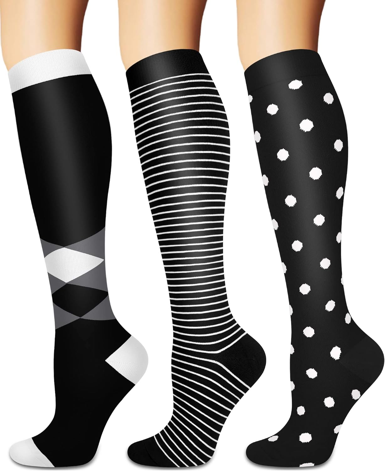 Compression Socks for Women and Men Circulation (3 Pairs) is Best Support for Running Athletic Cycling Hiking