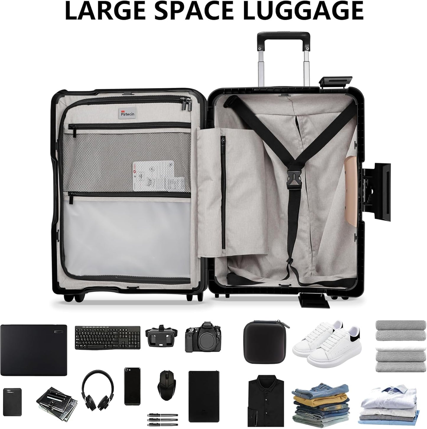 28 Inch Luggage with Spinner Wheels, Hardside Zipperless Large Checked Luggage with TSA Lock, Durable Rolling Suitcase, Blue