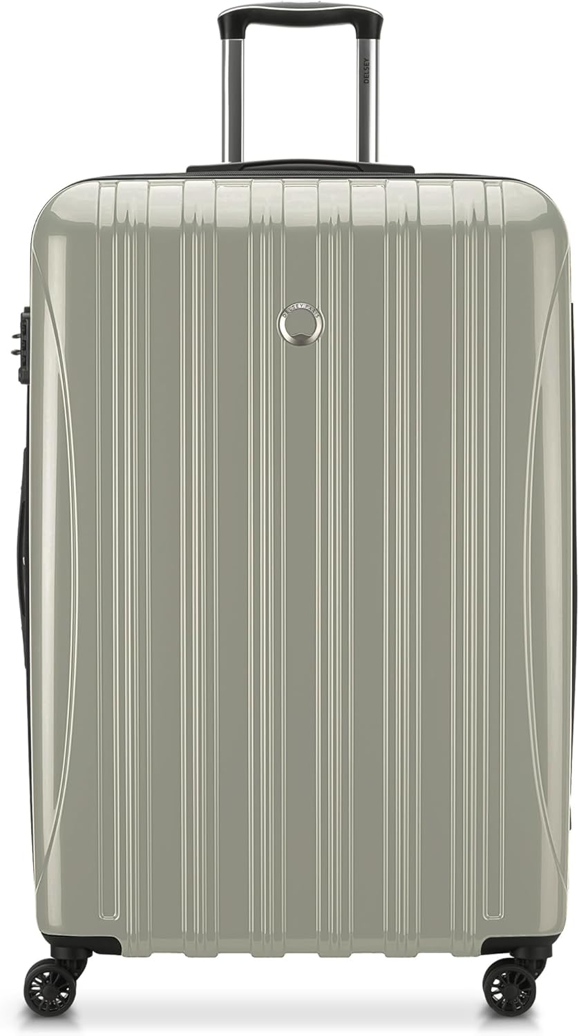 DELSEY PARIS Helium Aero Hardside Expandable Luggage with Spinner Wheels, Latte, Checked-Large 28 Inch