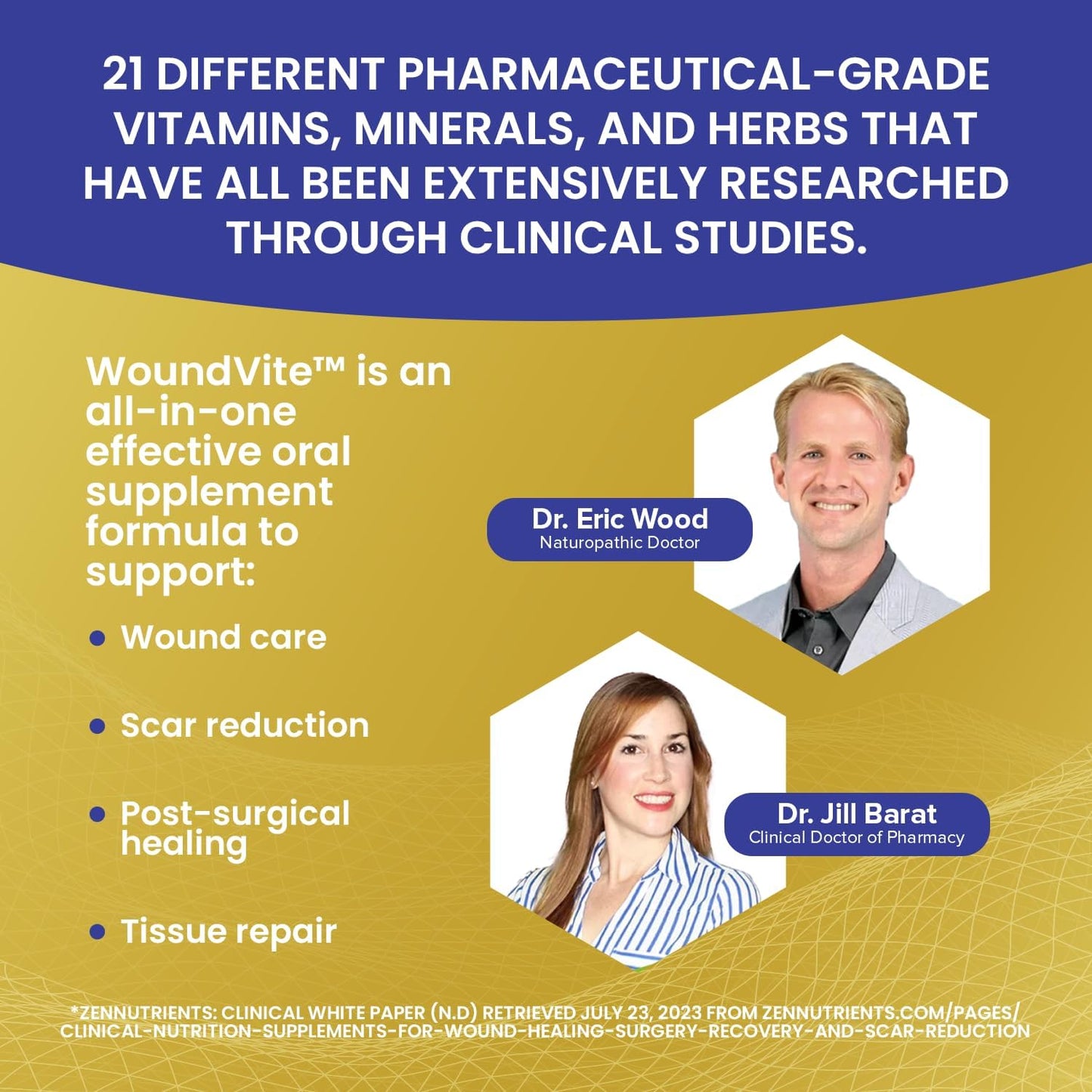 Zen Nutrients WoundVite Pre & Post Surgery Support, Scar & Wound Care, Scar Treatment, Plastic & General Surgery, Heal Faster & Aids in Recovery Time w/Bromelain, Turmeric & Arnica - 60 Vegan Caps