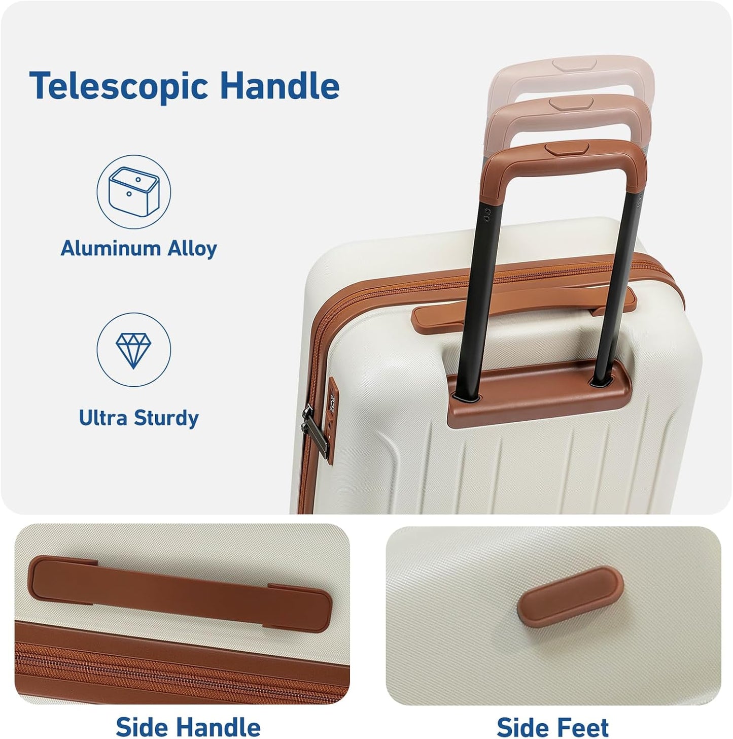 KYME Luggage Sets 2 Piece Hardshell 20"/24" Suitcase with Double Spinner Wheels Hardside Suitcases Sets with TSA Lock PC+ABS Travel Luggage (Beige, 2Pcs Set(20"/24"))