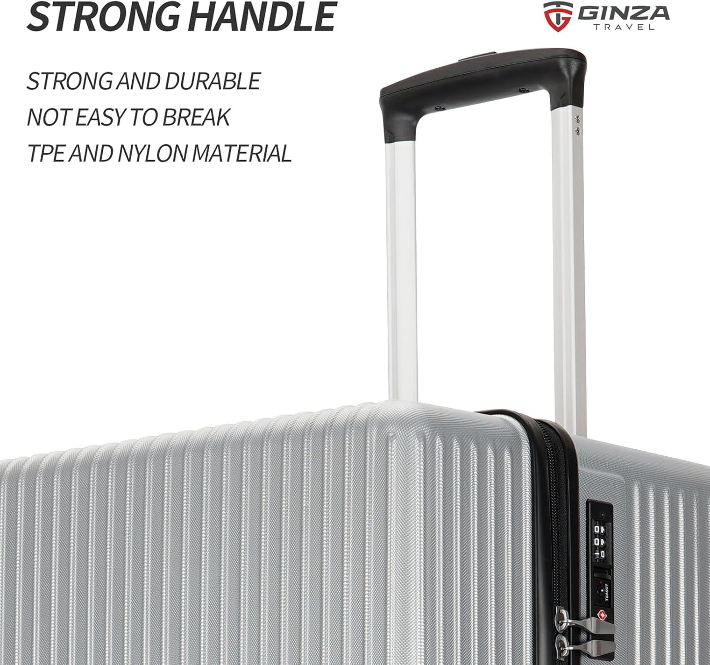 PRIMICIA ginzatravel Suitcase, 28 inch suitcase with wheel & Travel Bag & Suitcase Strap, Scratch resistant texture Lightweight PC material, TSA lock (Star Silver (combination))