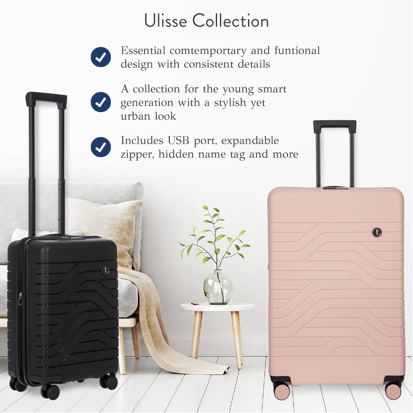 Bric's B|Y Ulisse Spinner Suitcase, Expandable Hard Shell Luggage with TSA Lock and Smooth 360° Wheels 30" – Pearl Pink