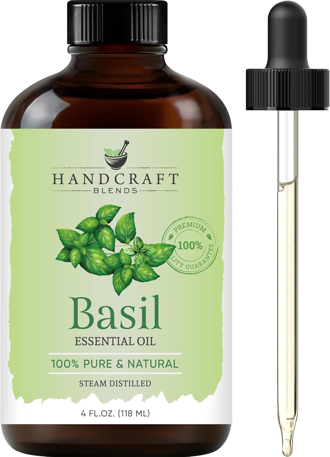 Handcraft Blends Basil Essential Oil – Huge 4 Fl Oz – 100% Pure and Natural – Premium Grade Essential Oil for Diffuser and Aromatherapy, Skin, Massage, Candle and Soap Making Fragrance