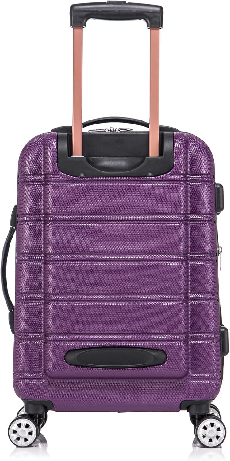 Rockland Melbourne Hardside Expandable Spinner Wheel Luggage Set, Purple, Carry-On 20-Inch and Tote 14-Inch