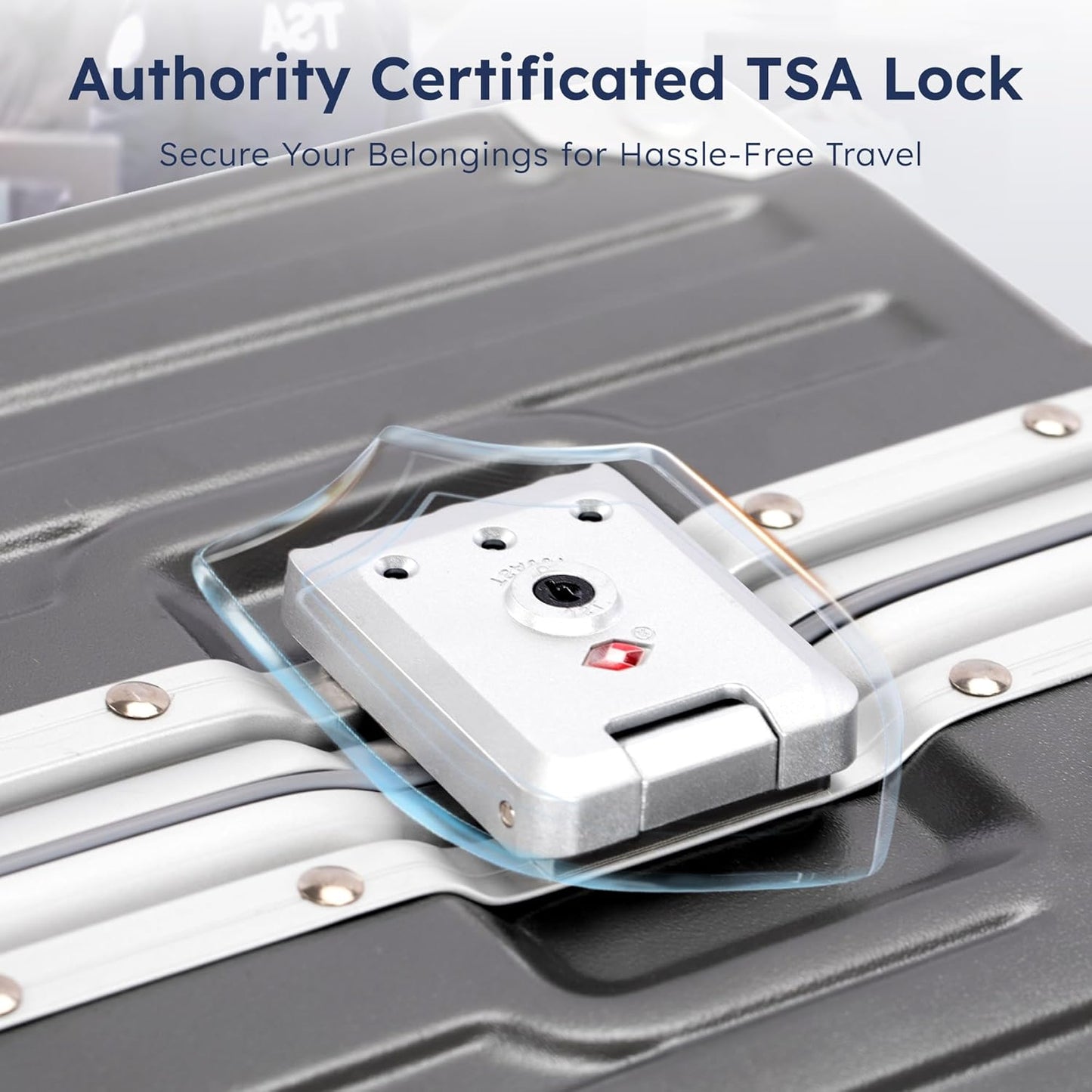 ALPHA CAMP Carry On 20 Inch Luggage, Dual Layer Aluminum Frame with TSA 22x14x9 Airline-Approved，3-Layer PC Hardside Zipperless Lightweight Suitcase，Type-C USB Charging Port, Cup Holder Grey