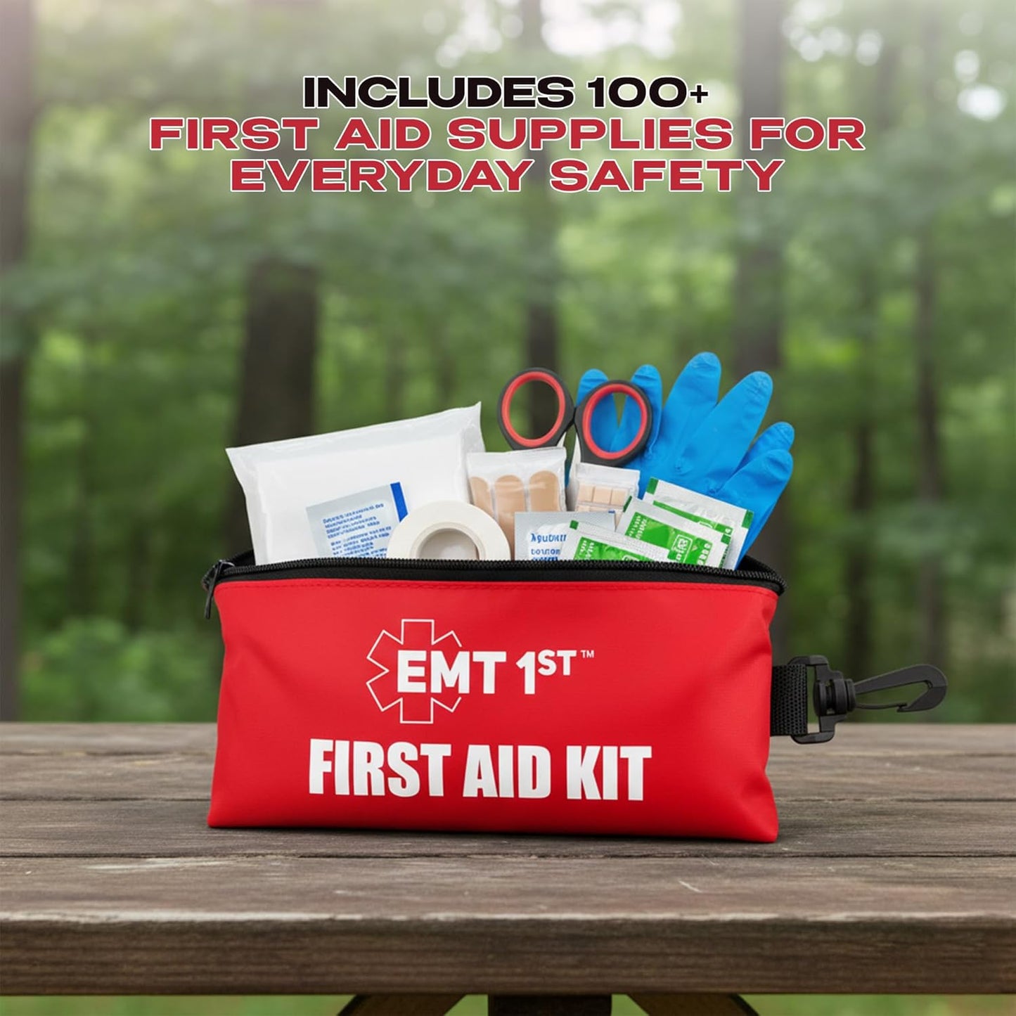 EMT 1st 73 Pcs Emergency Responder Mini First Aid Kit Pouch with 23 Unique Items & Emergency Blanket,First Aid Kit for car, Travel & Home - Emergency Bag for Hiking, Camping, Backpacking and Outdoor