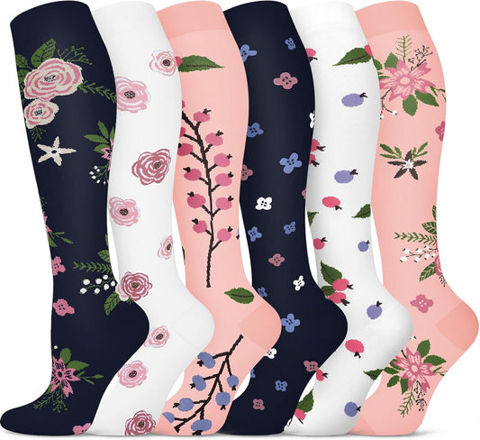 Graduated Compression Socks for Women&Men 20-30mmhg Knee High Socks Travel Hiking Running Stocking