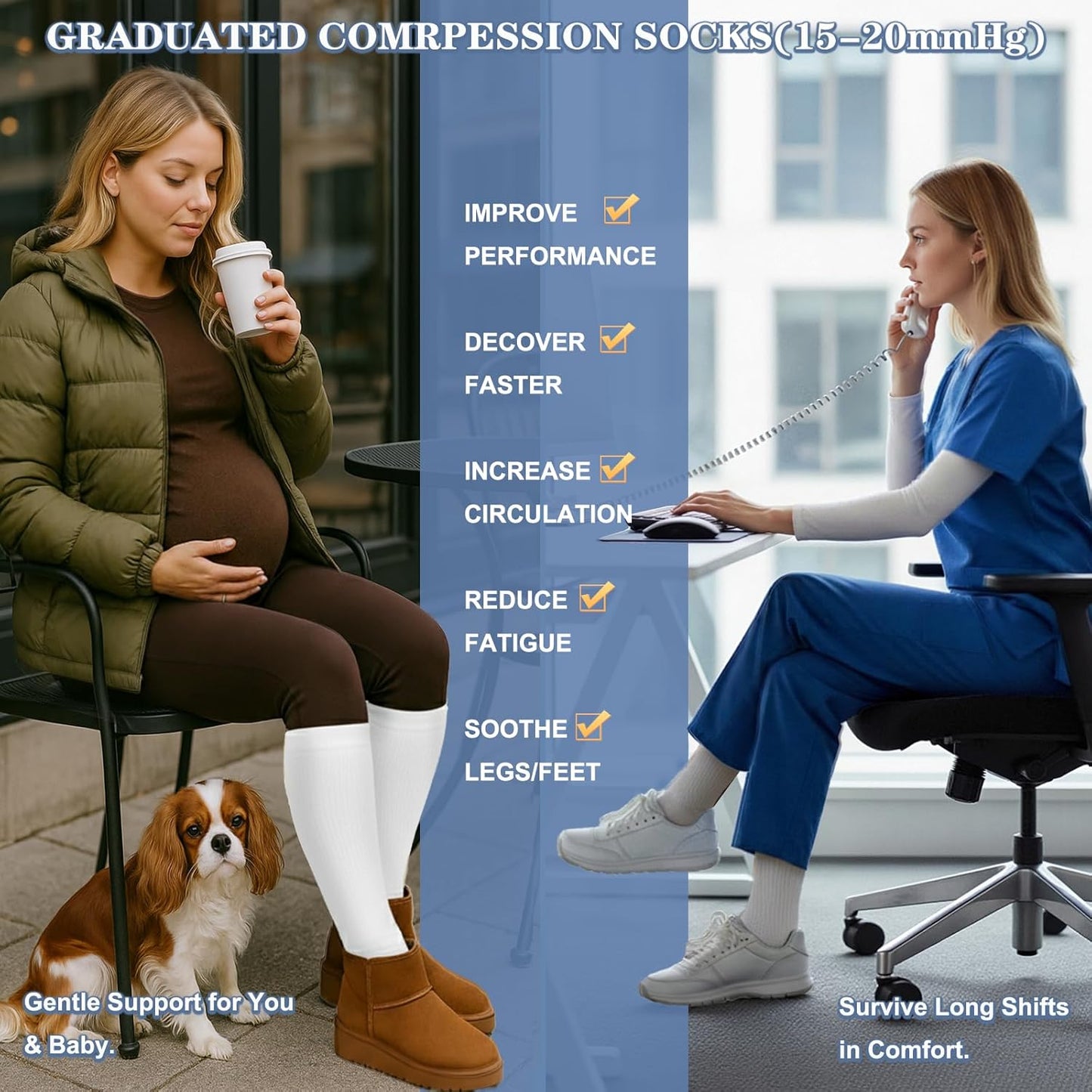 Compression Socks for Women and Men Circulation (3 Pairs) is Best Support for Running Athletic Cycling Hiking