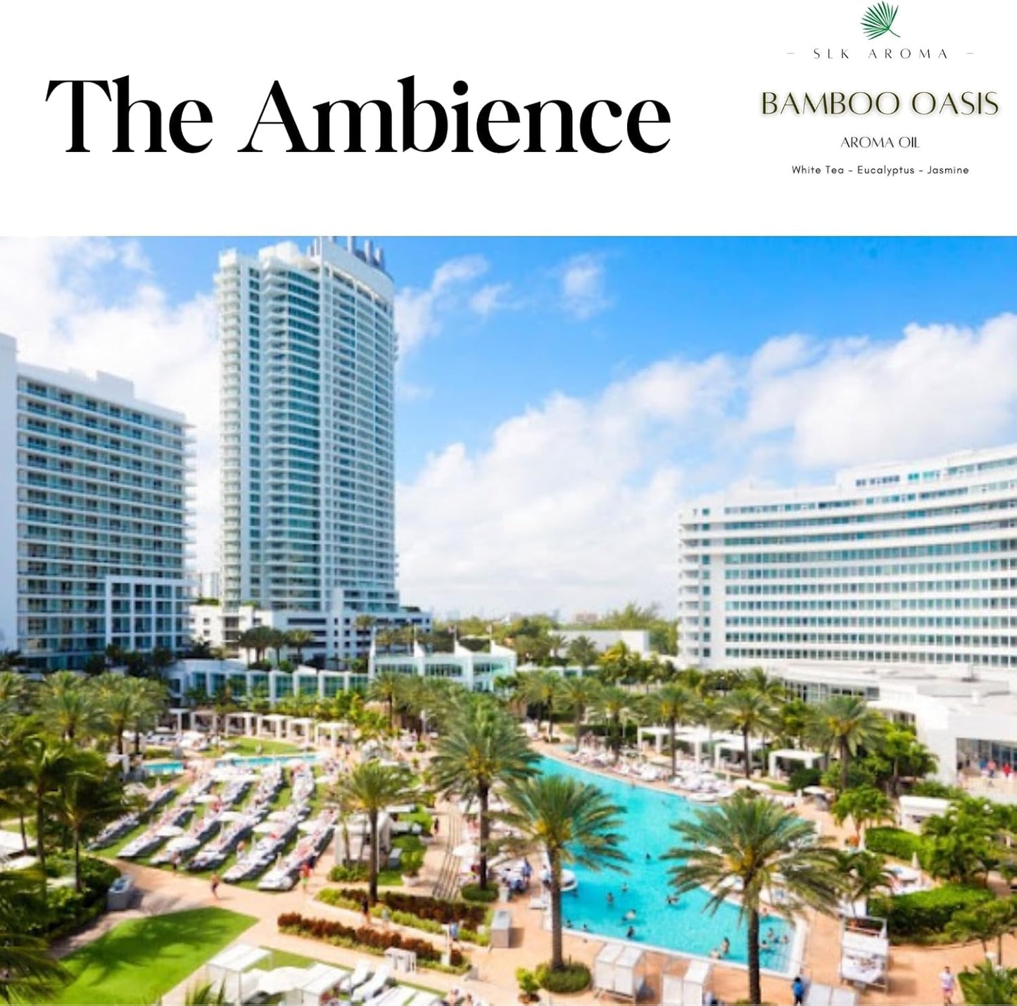 Bamboo Oasis - Ultra Premium Aroma Oil for Diffusers - Waterless and Ultrasonic - Fresh Jasmine, White Tea, Eucalyptus - Fontainbleau Miami Beach (30 ml) (120 ML, Bamboo Oasis)