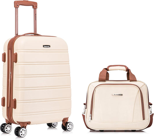 Rockland Melbourne Hardside Expandable Spinner Wheel Luggage Set, White, Carry-On 20-Inch and Tote 14-Inch
