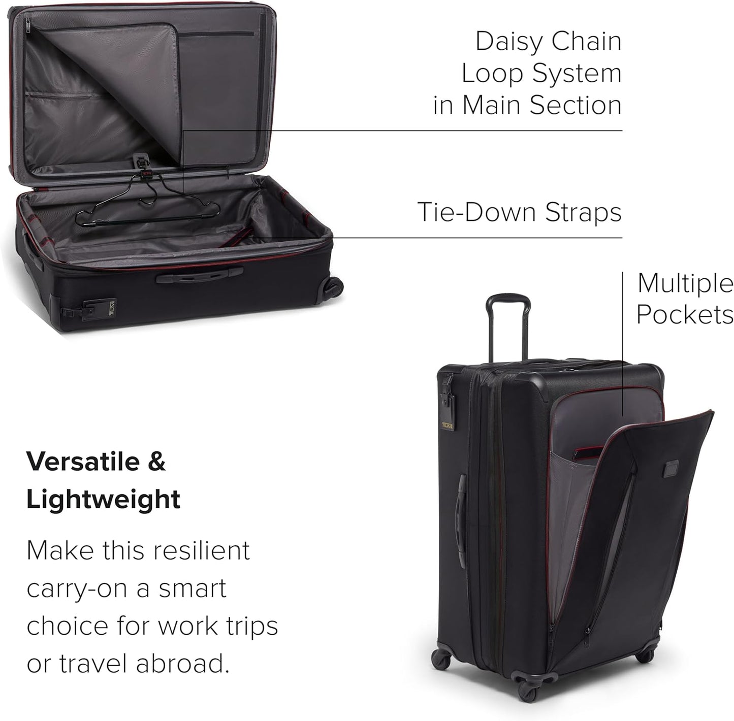 TUMI - Aerotour 4 Wheel Expandable Luggage - Men's and Women's Lightweight Business and Leisure Travel Suitcase - 31" Extended Trip Expandable Packing Case, Black