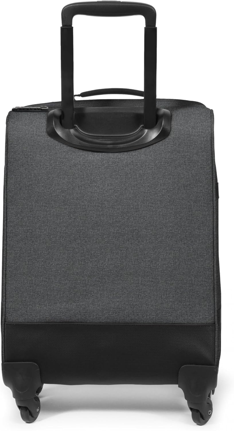 EASTPAK Trans4 S – 44L Large Wheeled Luggage with Dual Compartments, TSA Lock, 360° Spinner Wheels, and Diamond-Embossed Handle, Black Denim