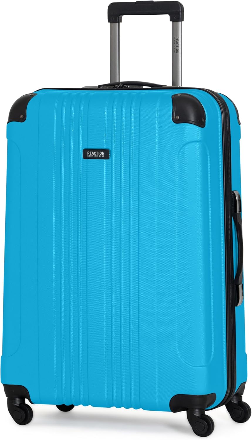 Kenneth Cole REACTION Out of Bounds Lightweight Hardshell 4-Wheel Spinner Luggage, Teal, 28-Inch Checked