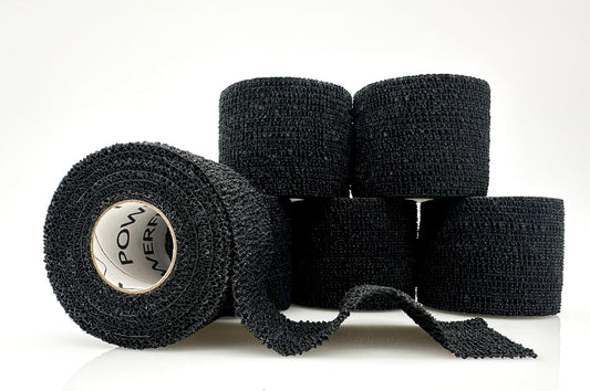 PowerFlex – Self-Adhering Sports Wrap for Injury Prevention & Post-Injury Stability – Medical-Grade, Sweat & Water Resistant First Aid Wrap for Athletes - Black, 2 inch, 6 Rolls