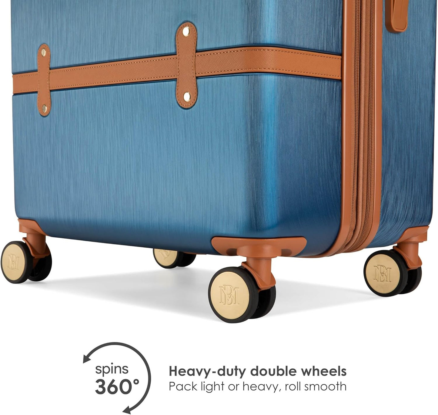 Badgley Mischka Grace 3 Piece Polycarbonate-ABS Expandable Retro Luggage Set (Navy)