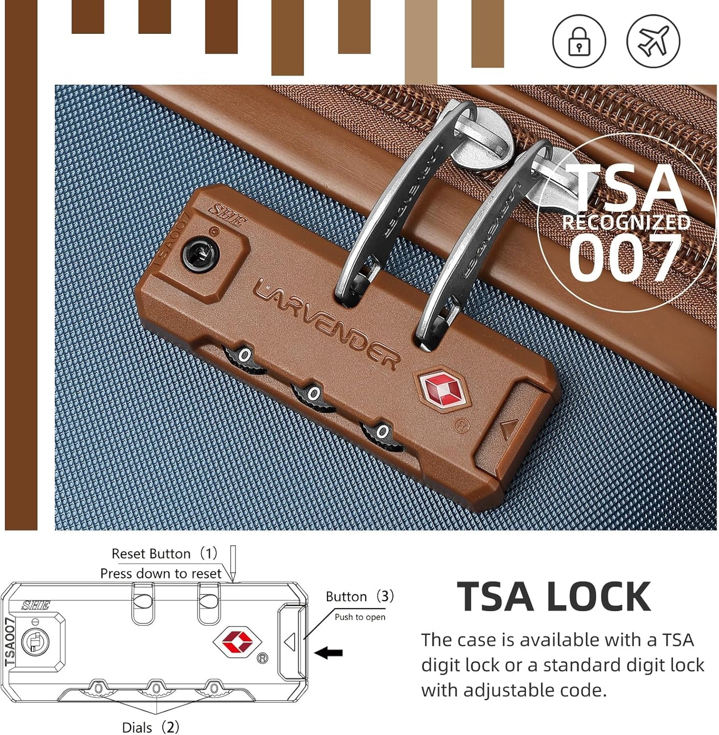 LARVENDER Luggage Sets 6 Piece Suitcases with Wheels, Expandable Suitcase Set ABS Hard Shell Luggage for Women with TSA Lock Double Spinner Wheels (Navy Blue, 6 Piece Set)