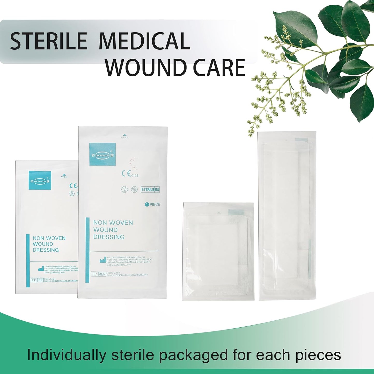 2.3X2.7 Inches Sterile Adhesive Island Wound Dressing Bandages - Non Woven Cover with Bordered Gauze Pads,100 Individually Pack, High Absorbent, Medical Grade by QICHUANG(2.3X2.7INCHES-C100)