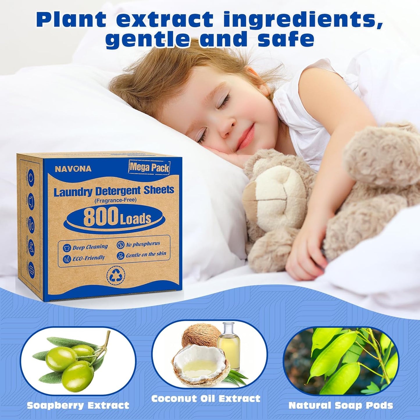 800 Loads Mega Pack Laundry Detergent Sheets, Eco-friendly Laundry Sheets, Powerful Cleaning, Suitable for Homes, Dorms, and Apartments- [Fragrance-Free]