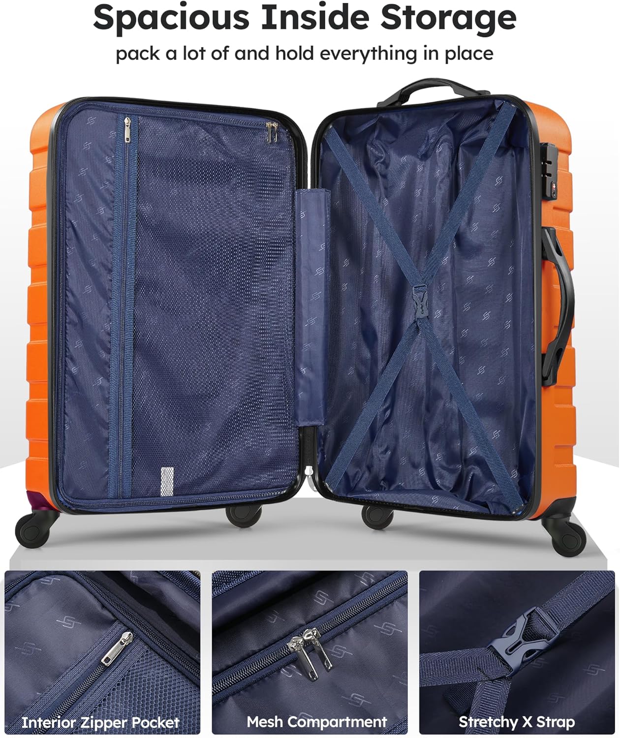 Suitour 2 piece Luggage Sets with Spinner Wheels,Hardside Lightweight 20/24 inch Suitcase Set