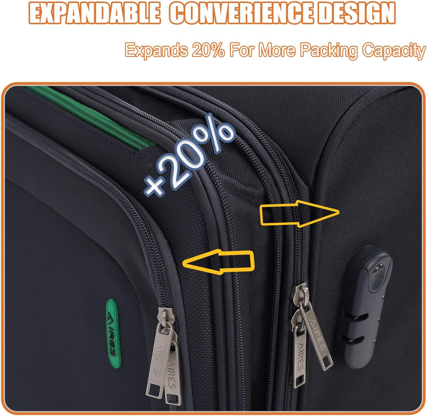 Softside Luggage Sets, Extra Large Expandable Suitcase Sets With Spinner Wheels and Combination Lock Red Luggage For Long Time Overseas Journey (Navy Blue) 22inch, 26inch, 30inch