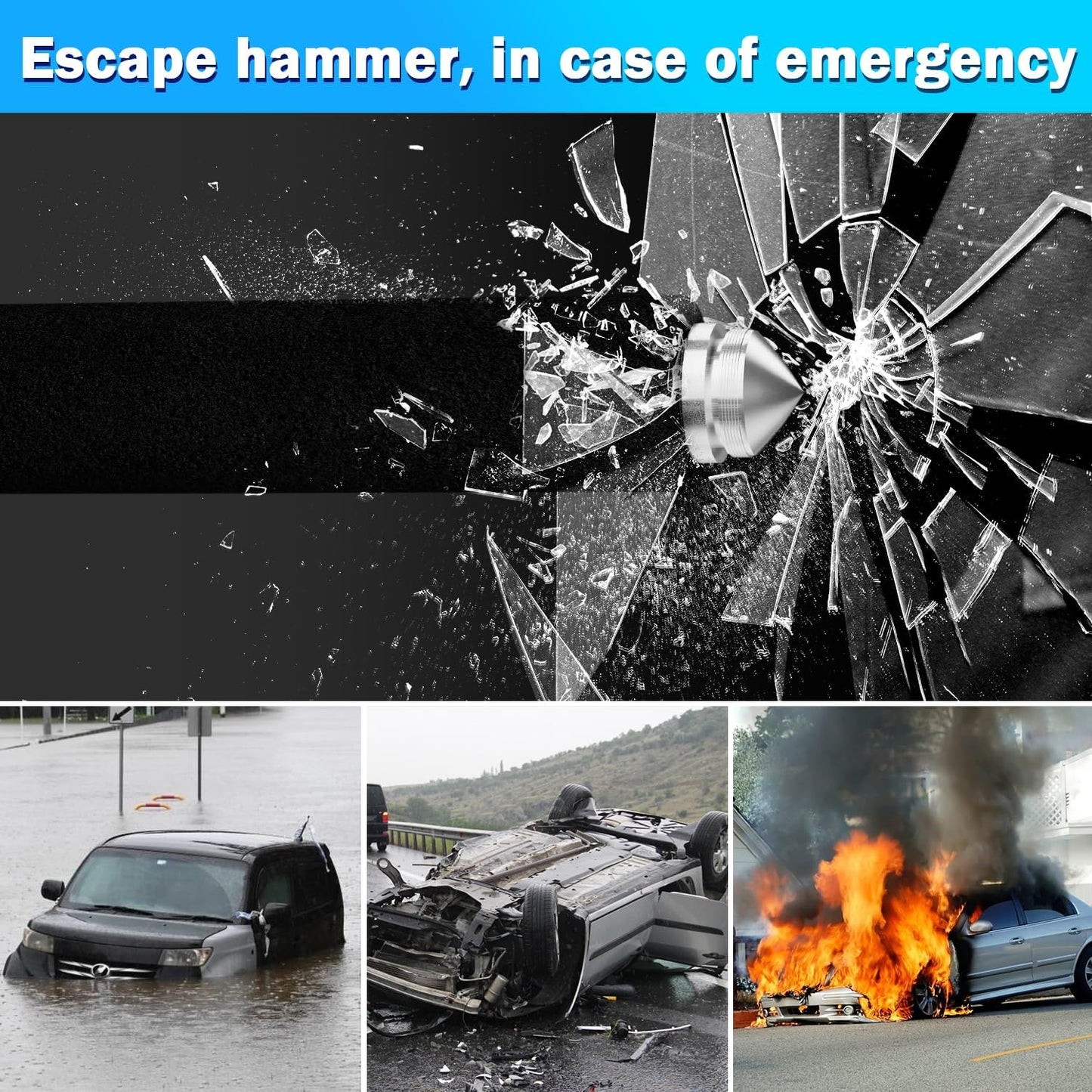 MONOJOY Steering Wheel Lock Universal Security Car Locks with Safety Hammer Heavy Duty Carro Wheel Locks Retractable Anti-Theft Prevention Device for Truck|SUV|Van Accessories, Black