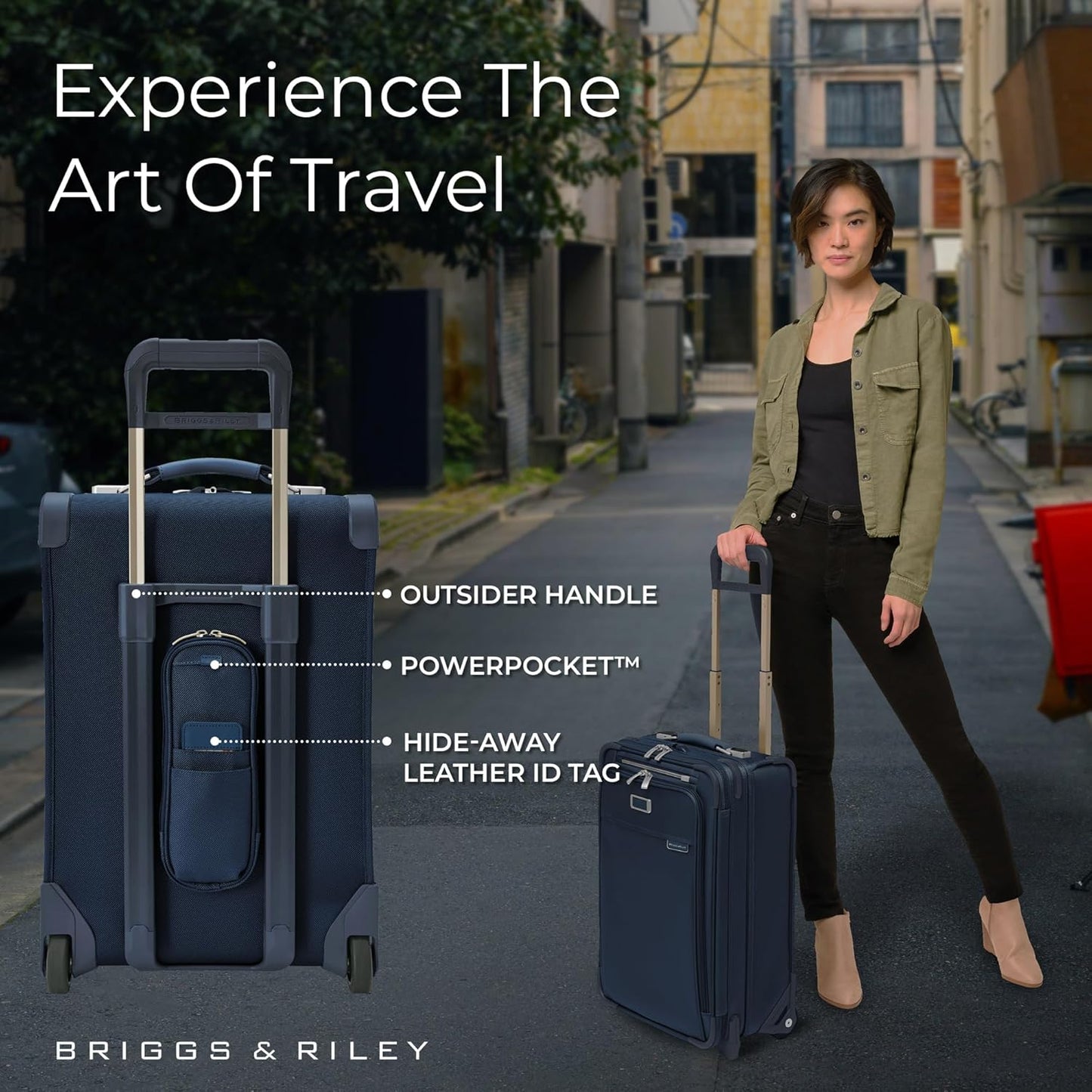 Briggs & Riley Essential 22" 2-Wheel Expandable Carry On - Luggage for Travel, Suitcases with Wheels, Softside Rolling Bag for Men & Women, Self-Repairing Zipper - Baseline Collection, Navy