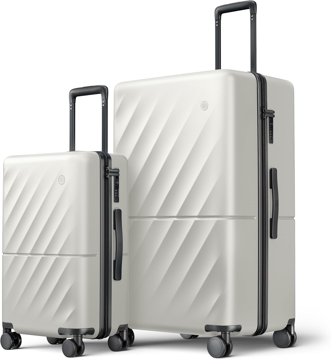 NINETYGO Luggage Sets 2 Piece, Carry On Luggage Airline Approved, Large Checked Trunk Luggage with Smooth Spinner Wheels, Hard Case PC Suitcase Sets, TSA Approved, 20in/29in (Pearl White, Hudson)