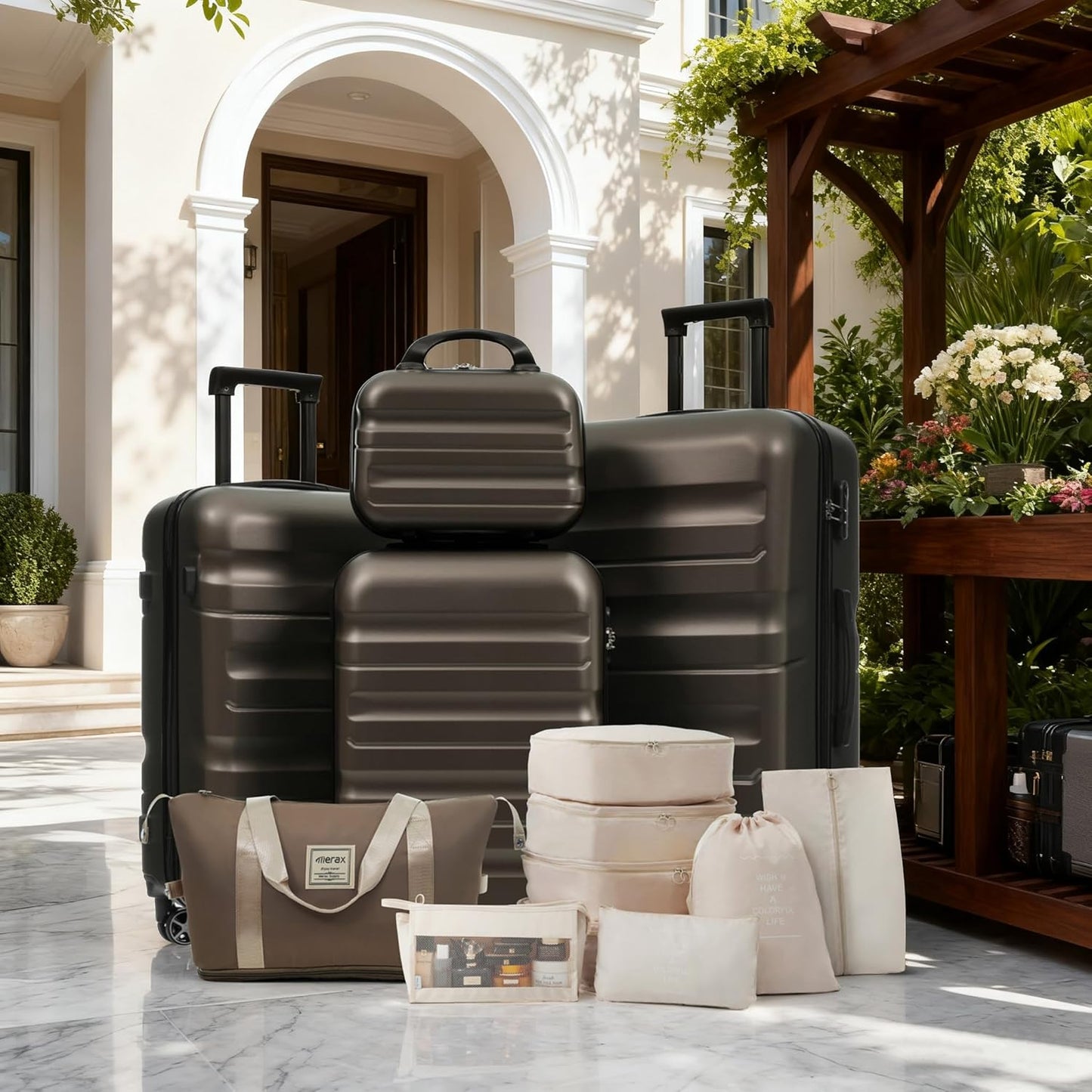 Merax Luggage Set 13 Piece, Hardshell ABS Suitcases with 8 Silent Spinner Wheels, Durable and Lightweight Travel Luggage for Family Trips