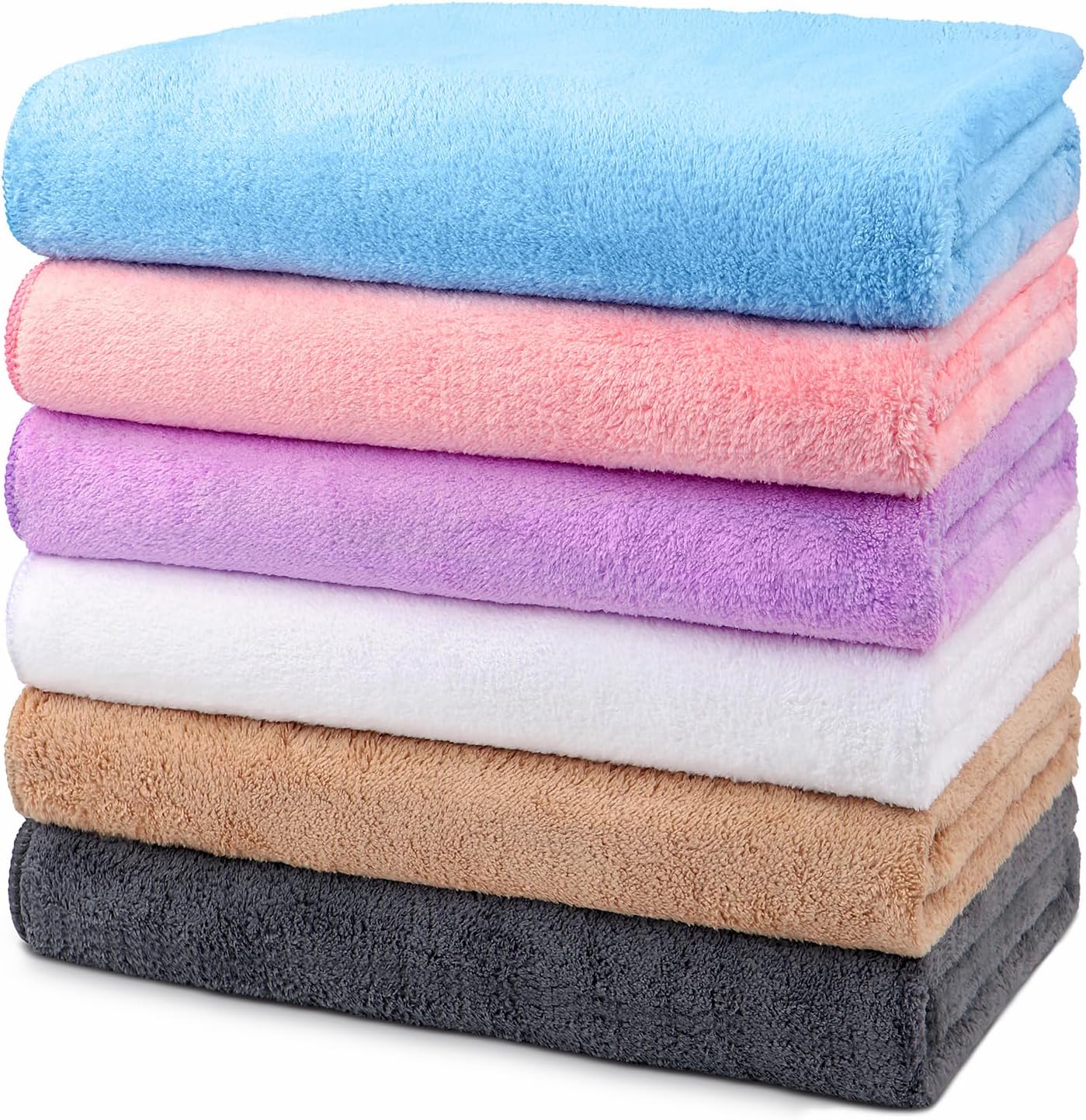 Orighty Bath Towels Pack of 6(24'' x 48'') - Soft Feel, Highly Absorbent, Quick Drying for Body, Sport, Yoga, SPA, Fitness - Multi-Color
