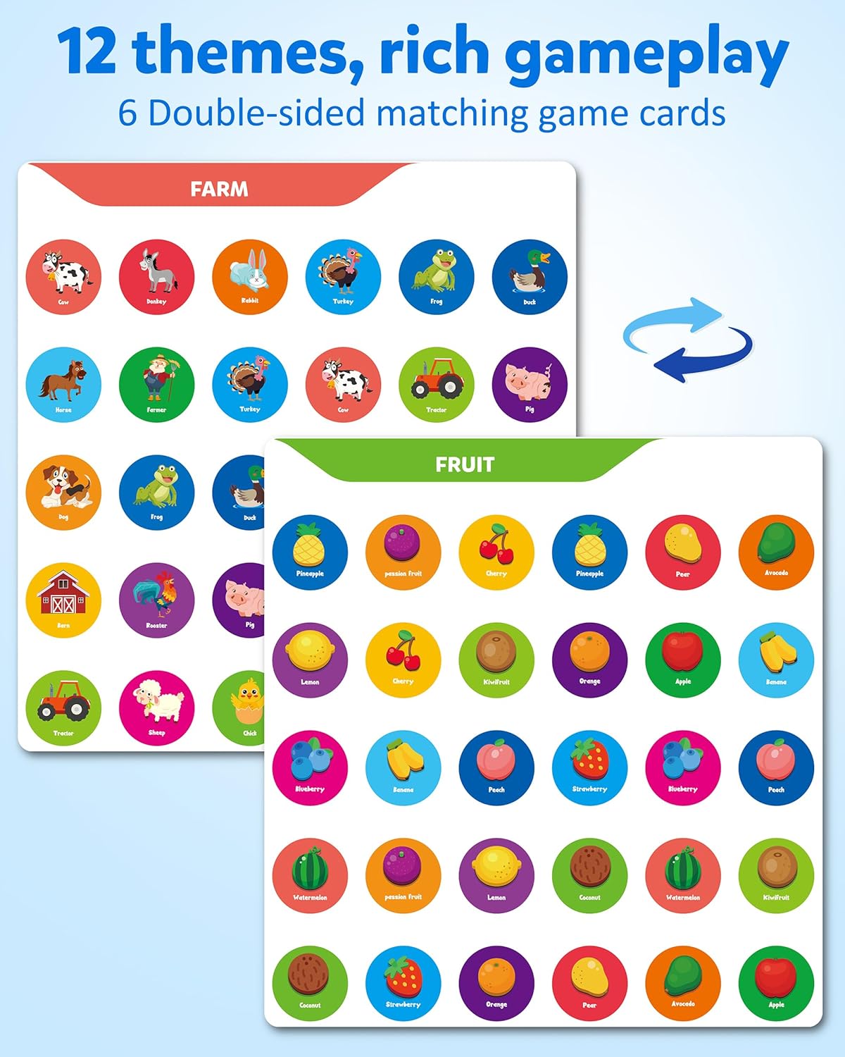 Coogam Memory Matching Game, Wooden Board Travel Toy with Memory Cards, Essential Activity for Road Trip Airplane/Car/Camping, Fine Motor Educational Gift Toy for 3 4 5 Year Old Kids