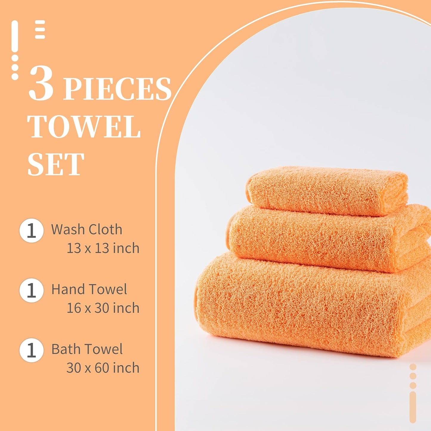 New Microfiber Bath Towel Set, 3 Piece, Oversize, Quick Dry, Lint Free, Includes Body, Hand and Face Towels
