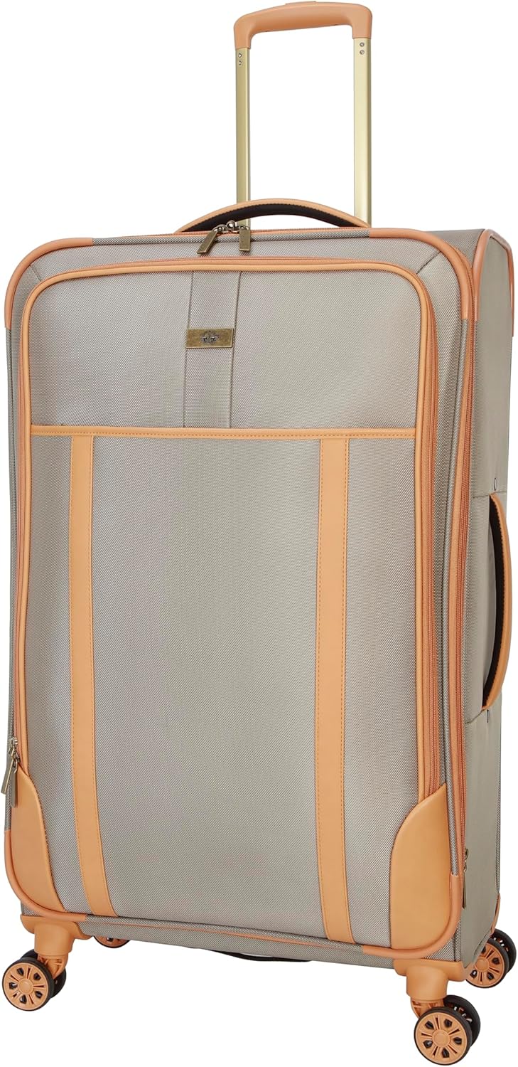 Dockers Seahorse Softside Expandable 8-Wheel Spinner Travel Checked Luggage, 3-Piece Set, New British Khaki