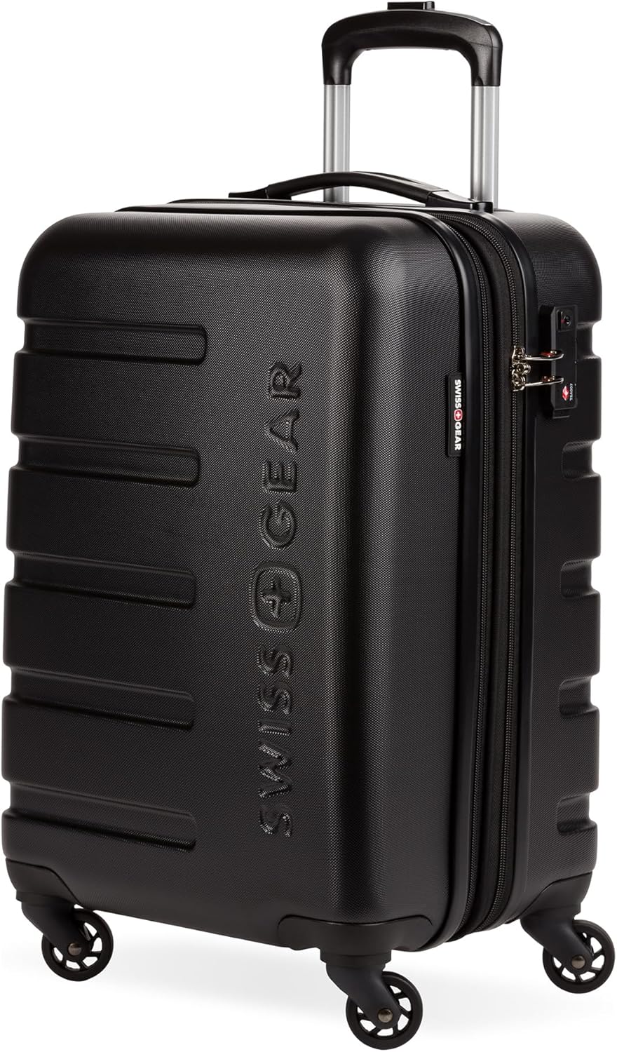 SwissGear 7366 Hardside Expandable Luggage with Spinner Wheels, Black, Carry-On 19-Inch