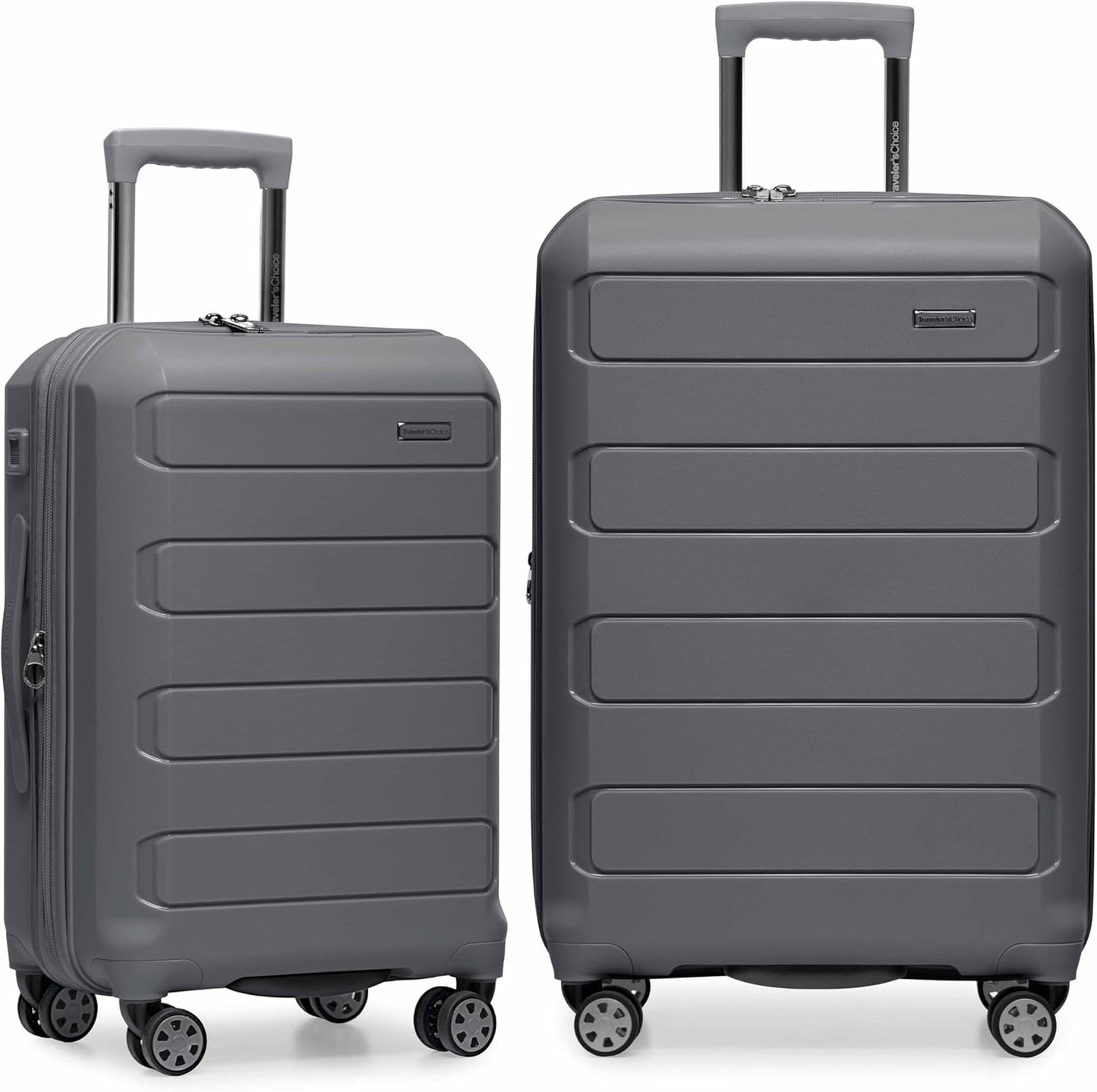 Traveler's Choice Pagosa Indestructible Hardshell Expandable Spinner Luggage, Gray, 2-Piece Set (22/26)