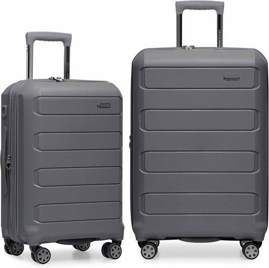 Traveler's Choice Pagosa Indestructible Hardshell Expandable Spinner Luggage, Gray, 2-Piece Set (22/26)