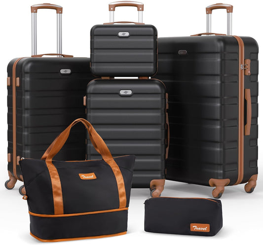 Suitour Luggage Sets 6 Piece, Hard Shell Lightweight Suitcases with Spinner Wheels for Family Travel Suitcase Set