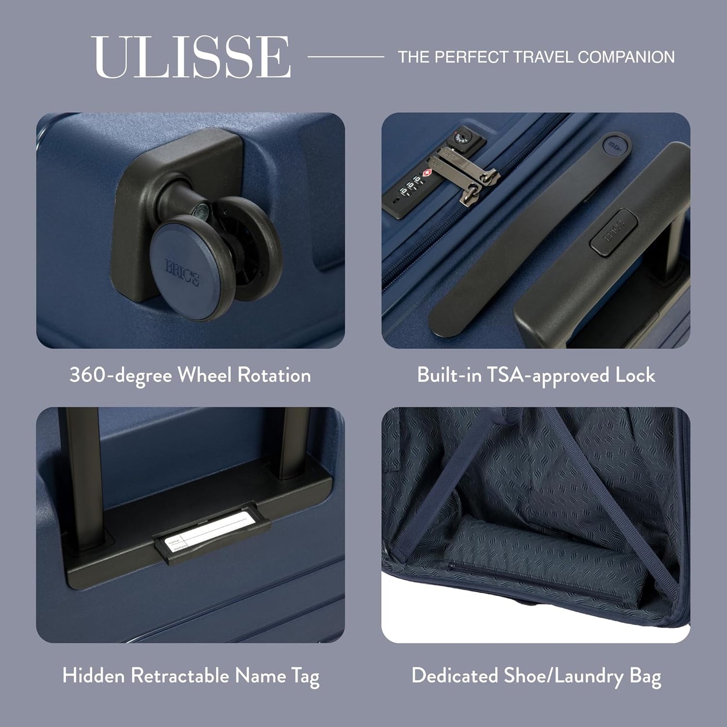 Bric's B|Y Ulisse Spinner Suitcase, Expandable Hard Shell Luggage with TSA Lock and Smooth 360° Wheels 30" – Ocean Blue